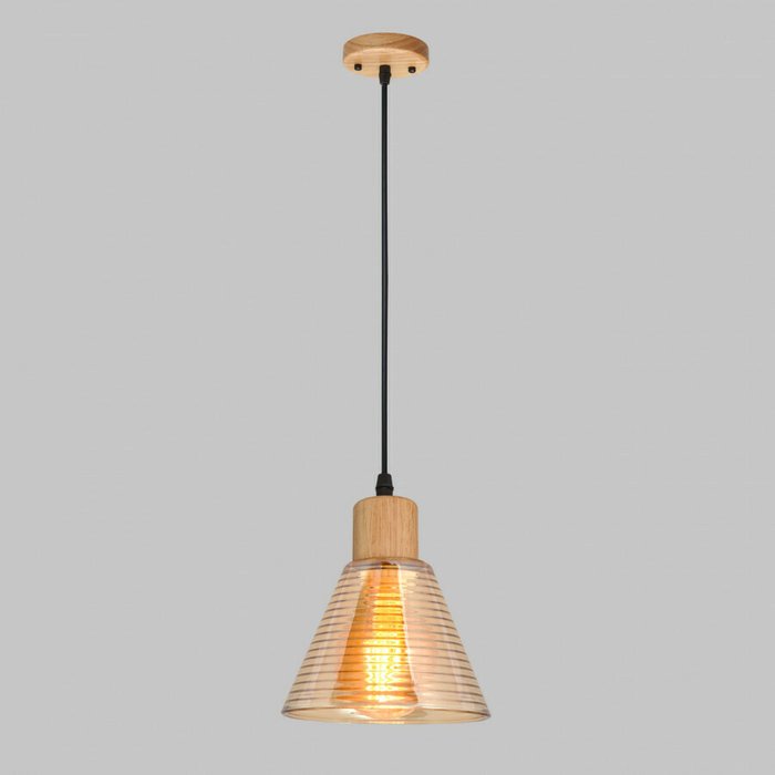 Подвесной светильник MD.5870-1-P-WOOD+BK (стекло, цвет янтарный) - купить Подвесные светильники по цене 1090.0 Подвесной светильник MD.5870-1-P-WOOD+BK (стекло, цвет янтарный) - купить Подвесные светильники по цене 1090.0