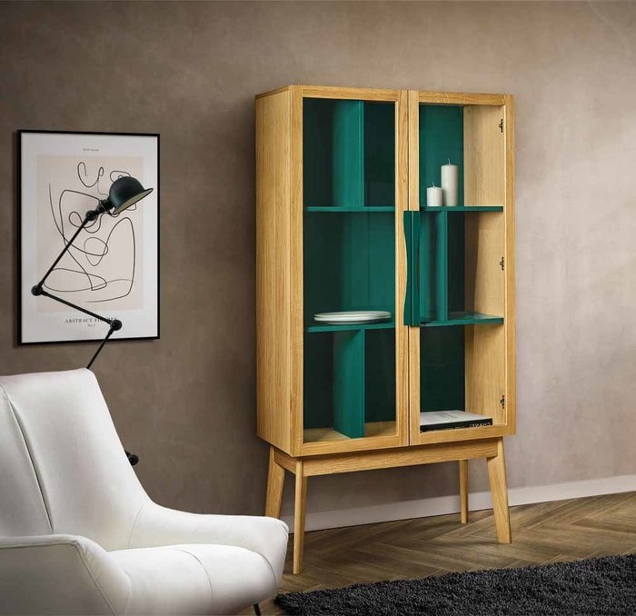 Книжный шкаф в скандинавском стиле с распашными дверьми Avon зеленого цвета - купить Книжные шкафы по цене 116000.0