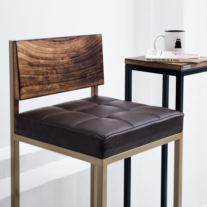 Барный стул Шоколад с сидением в обивке из коричневой кожи - купить Барные стулья по цене 27519.0