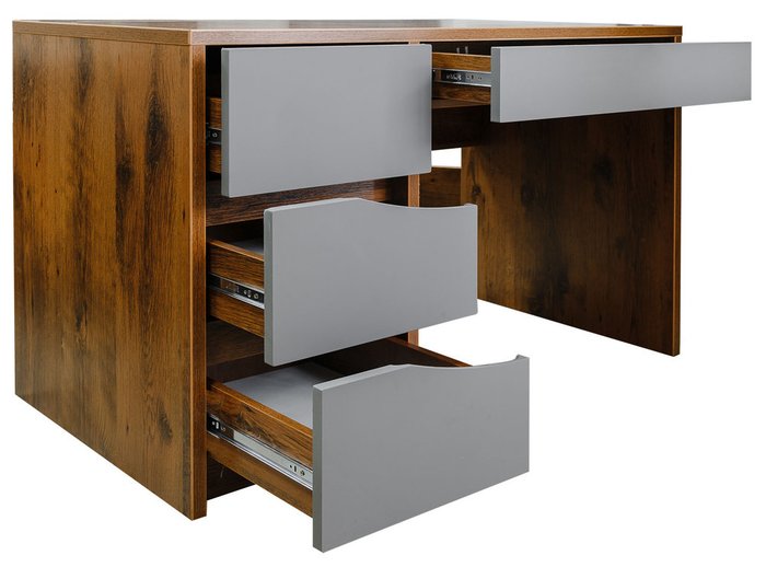 Стол письменный Монако серо-коричневого цвета с тумбой слева - купить Письменные столы по цене 17800.0