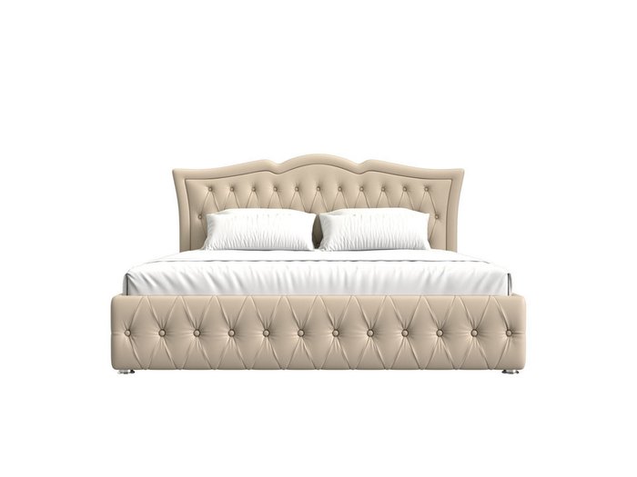 Кровать Герда 200х200 бежевого цвета с подъемным механизмом (экокожа) - лучшие Кровати для спальни в INMYROOM