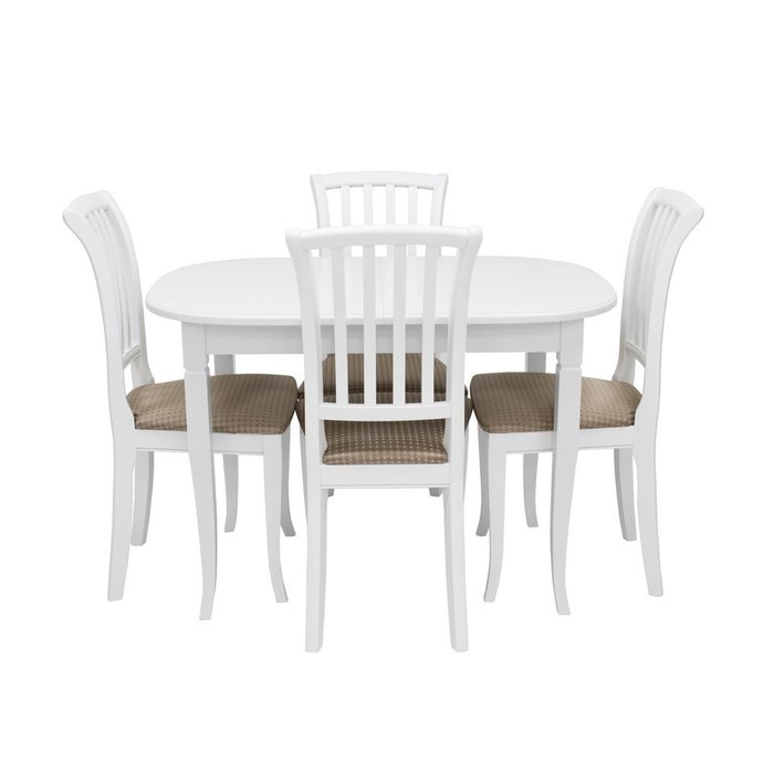 Набор мебели для кухни из стола Аризона и стульев Остин белого цвета