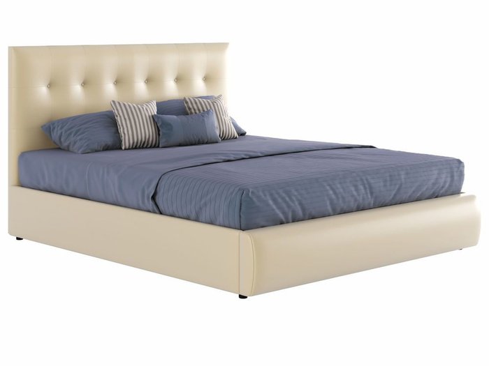 Кровать Селеста 140х200 с подъемным механизмом и матрасом бежевого цвета 