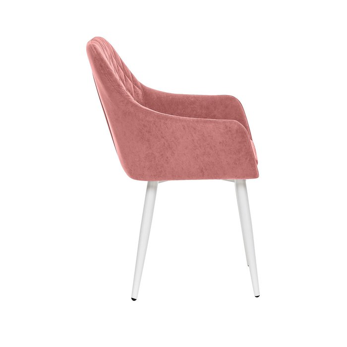 Стул с подлокотниками Слим персикового цвета с белыми ножками - лучшие Обеденные стулья в INMYROOM