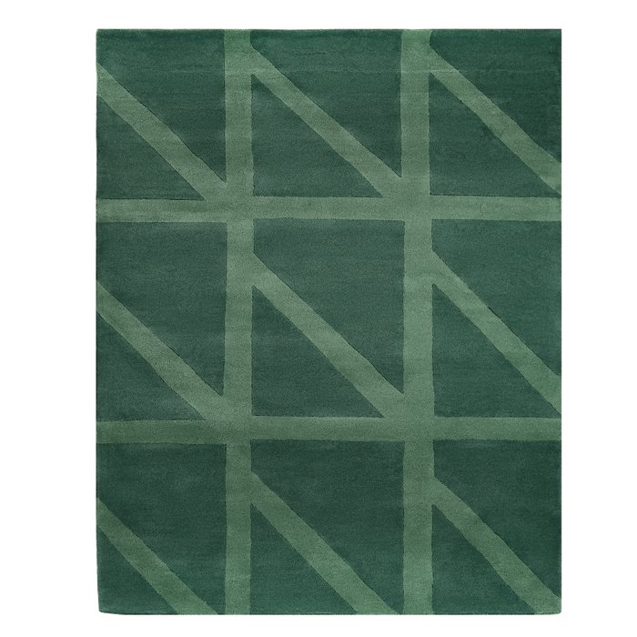 Шерстяной ковер Geometric dance зеленого цвета 160х230