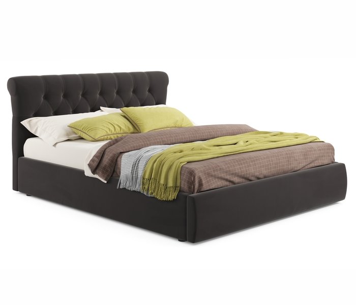 Кровать с подъемным механизмом и двумя тумбами Ameli 160х200 коричневого цвета - купить Спальные гарнитуры по цене 43790.0