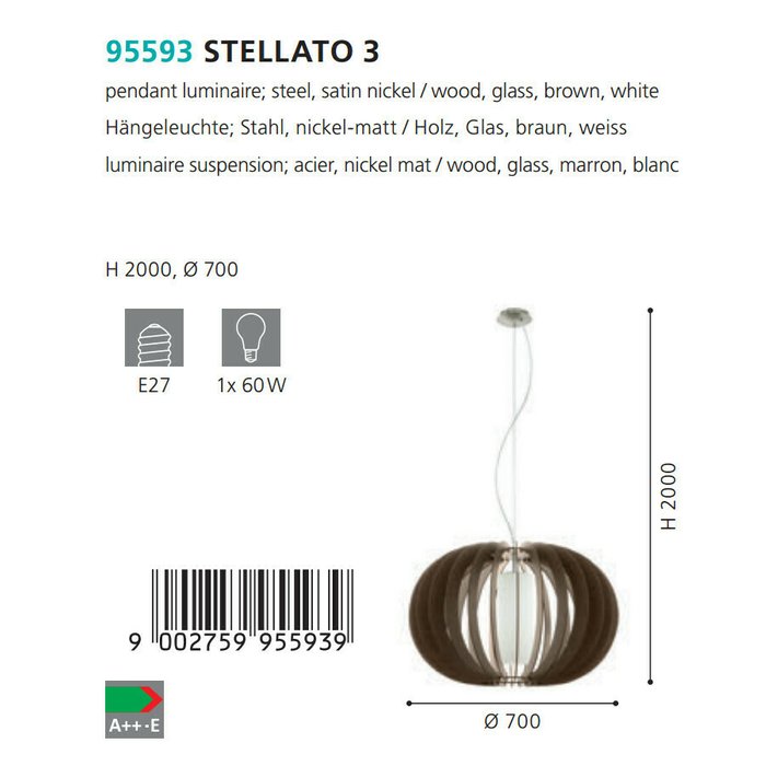 Подвесной светильник Stellato с плафоном из стекла - лучшие Подвесные светильники в INMYROOM