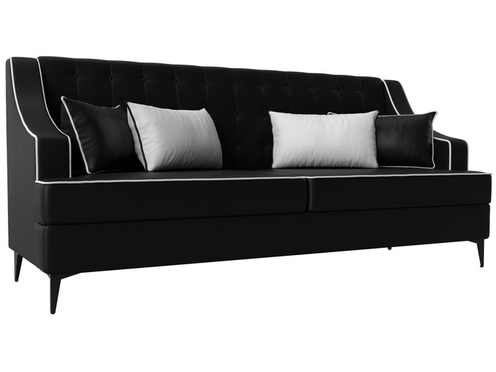 Прямой диван Марк черного цвета (экокожа)