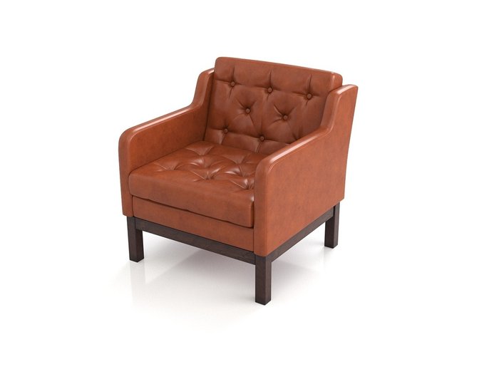 Кресло Айверс из массива сосны с обивкой оранжевый кожзам