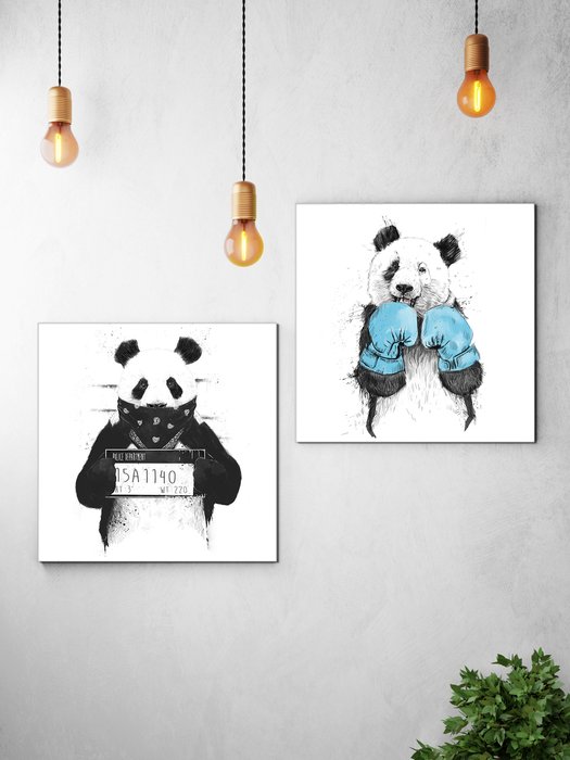 Набор из двух постеров Арт-панда 75х150 на холсте - купить Картины по цене 11550.0