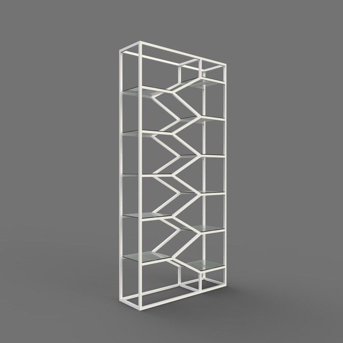 Стеллаж "Aurora" белый с зеркалом (2100х1000х300)