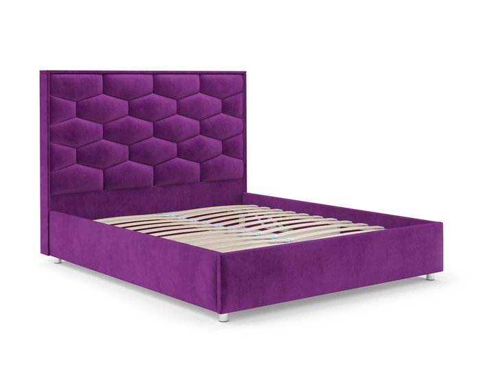 Кровать Рица 160х190 фиолетового цвета с подъемным механизмом (микровелюр) - лучшие Кровати для спальни в INMYROOM