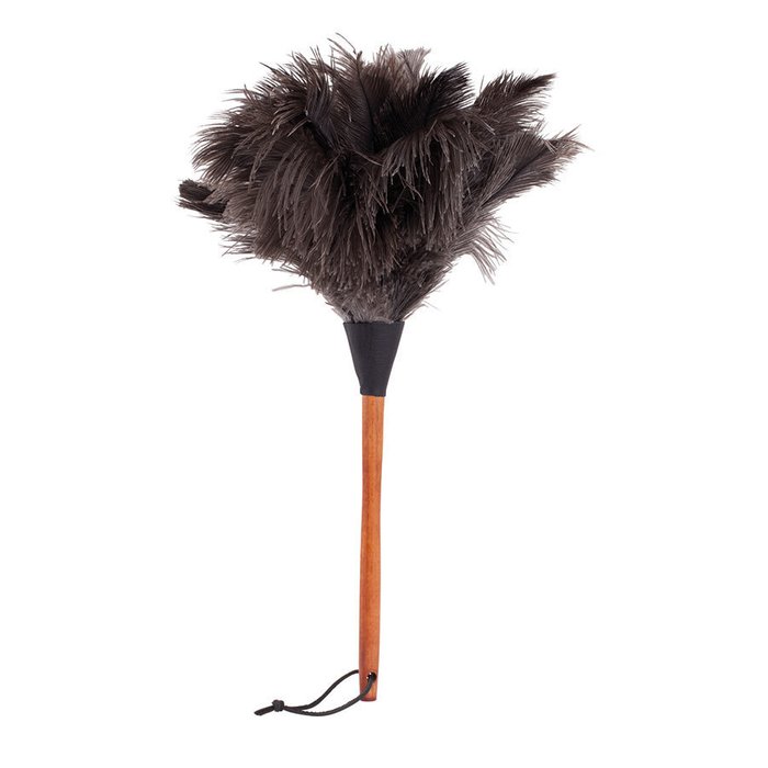 Щётка для пыли из страусиного пера на деревянной ручке 