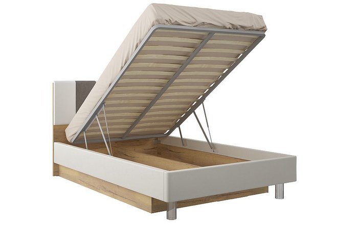 Кровать с подъемным механизмом Эффекто 120х200 белого цвета - купить Кровати для спальни по цене 46290.0