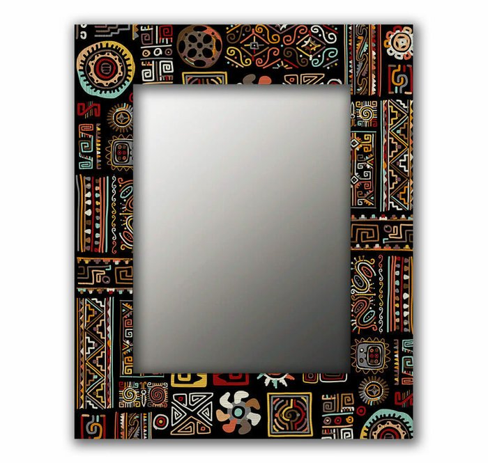 Настенное зеркало Этнический микс 50х65 коричневого цвета
