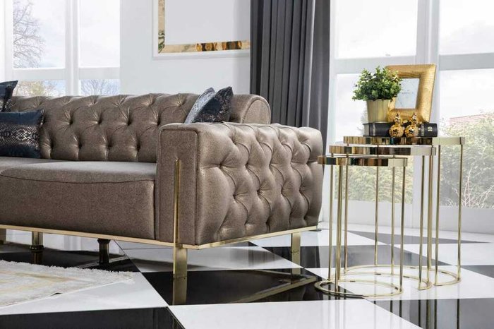 Диван Голд коричневого цвета - купить Прямые диваны по цене 231600