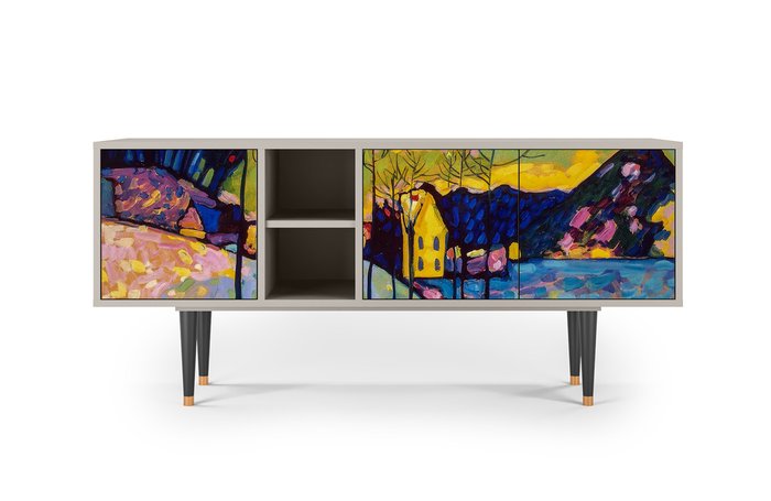 Тумба под TV T5 Winter Landscape by Kandinsky с корпусом цвета сатин Тумба под TV T5 Winter Landscape by Kandinsky с корпусом цвета сатин