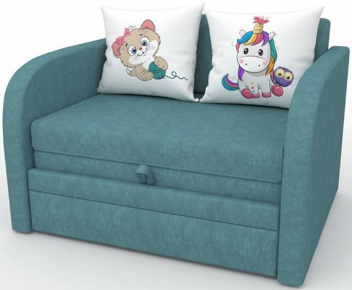 Детский диван-кровать Малыш бирюзового цвета