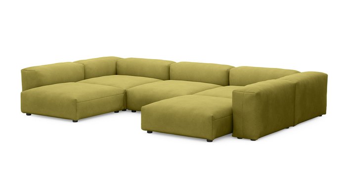 Угловой диван Фиджи П-образный горчичного цвета