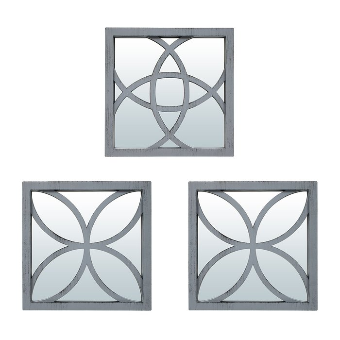 Комплект из трех настенных декоративных зеркал Варенна серого цвета