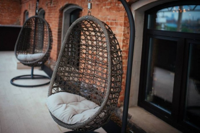 Подвесное кресло Флоренция из плоского искусственного ротанга - лучшие Подвесные кресла в INMYROOM