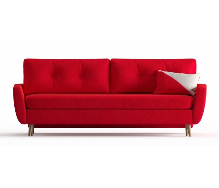 Диван-кровать Авиньон в обивке из вельвета красного цвета - купить Прямые диваны по цене 36990.0