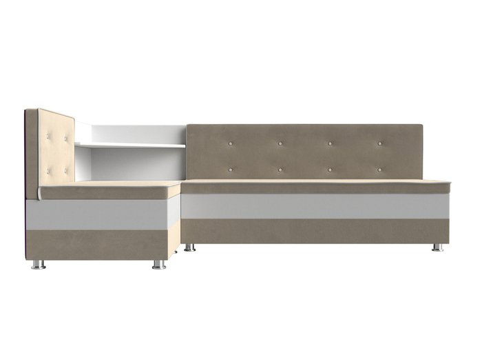 Угловой диван Милан бело-бежевого цвета (экокожа/ткань) левый угол - купить Угловые диваны по цене 32999.0