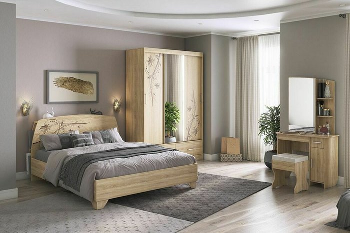 Кровать Виктория-1 160х200 цвета дуб сомона  - купить Кровати для спальни по цене 15690.0