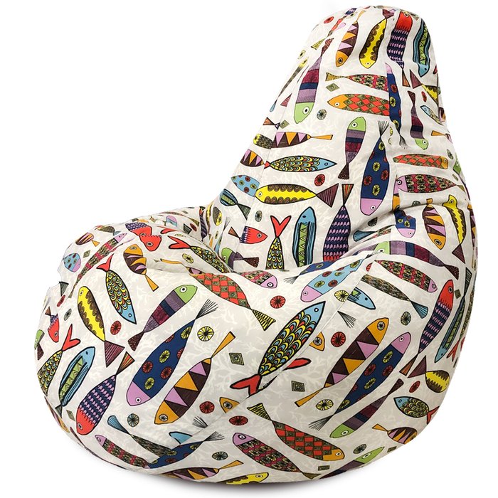 Кресло-мешок Груша 2XL Рыбки в обивке из жаккарда - купить Бескаркасная мебель по цене 5490.0