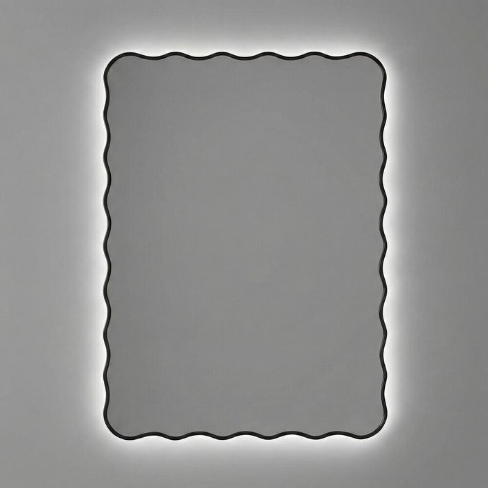 Настенное зеркало Fancy 60х80 в раме черного цвета с подсветкой