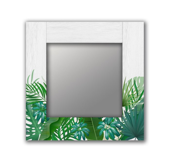 Настенное зеркало Пальмы Грин 50х65 бело-зеленого цвета - купить Настенные зеркала по цене 13190.0