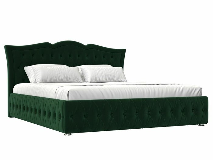 Кровать Герда 200х200 темно-зеленого цвета с подъемным механизмом