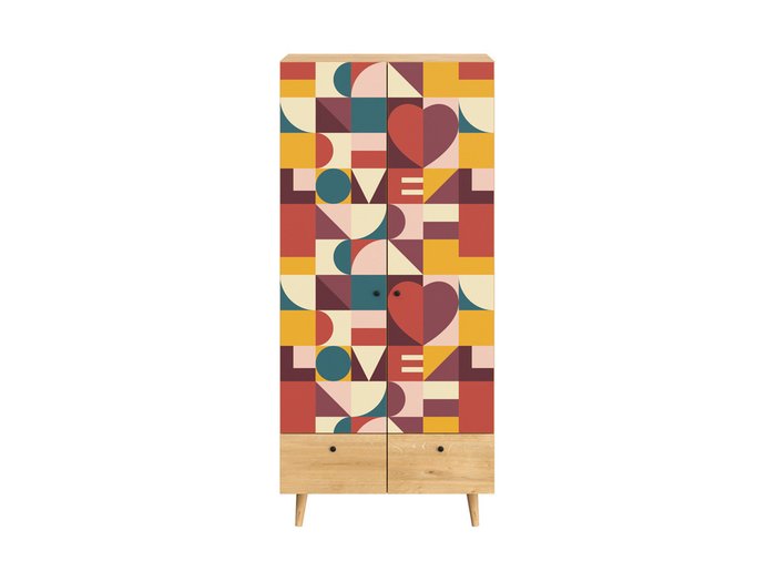 Шкаф Frida с разноцветным фасадом на деревянных ножках - купить Шкафы распашные по цене 57900.0