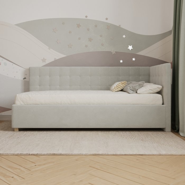 Кровать Версаль 90х200 серого цвета с подъемным механизмом - лучшие Одноярусные кроватки в INMYROOM