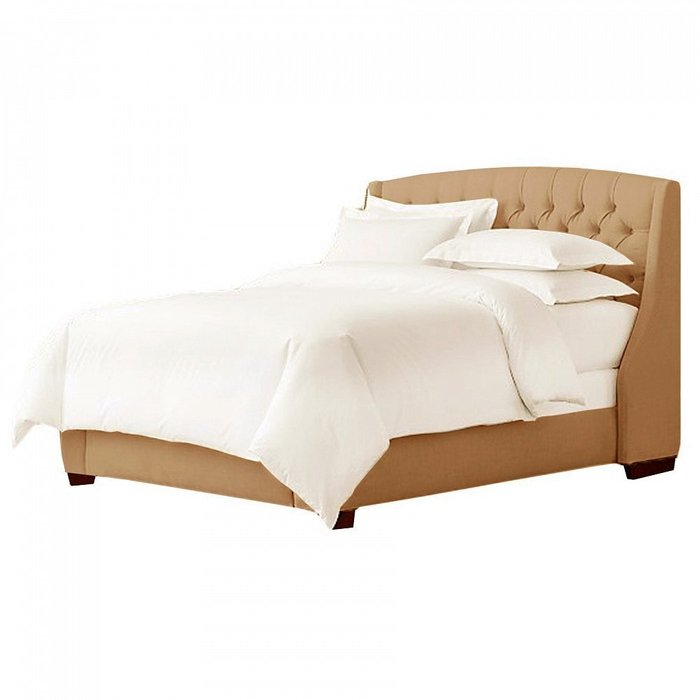 Кровать Hugo 160х200 с велюровой обивкой песочного цвета