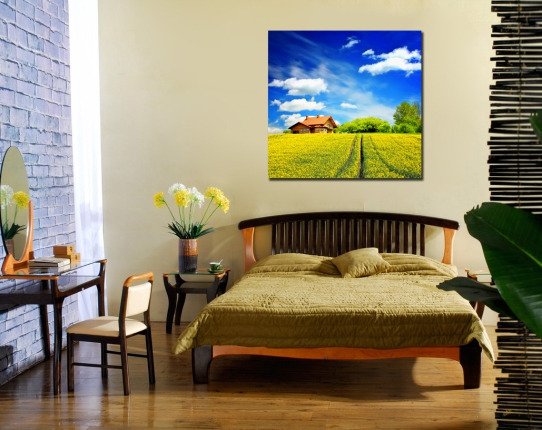 Декоративная картина на холсте: "Домик в деревне" - купить Принты по цене 3190.0