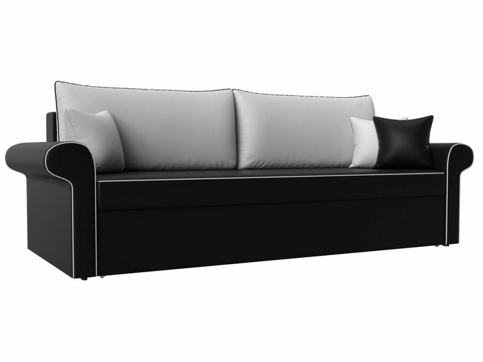 Прямой диван-кровать Милфорд бело-черного цвета (экокожа)