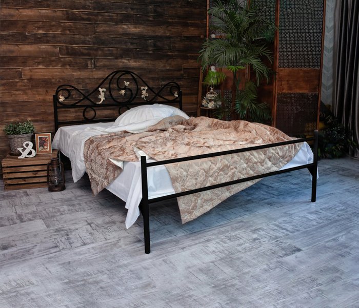 Кованая кровать Венеция 140х200 черного цвета - лучшие Кровати для спальни в INMYROOM