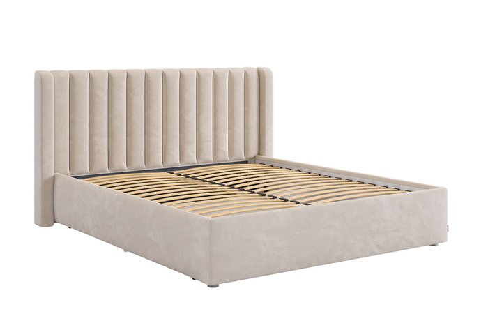 Кровать без подъемного механизма Ева 160х200 бежевого цвета - купить Кровати для спальни по цене 34280.0