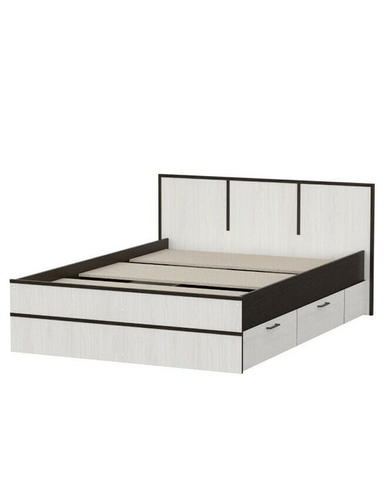Кровать с ящиками Карелия 140х200 серо-бежевого цвета