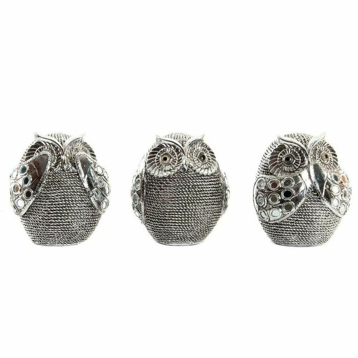 Декоративная фигура DKD Home Decor Разноцветный Серебристый Сова хром 12 x 11 x 14 cm (3 штук)