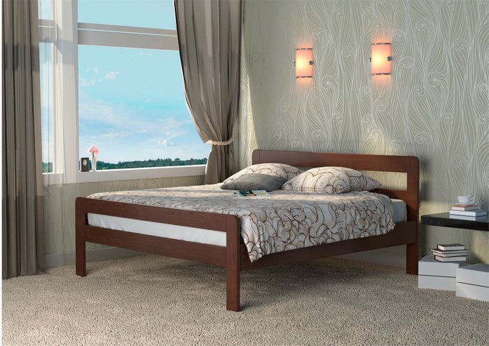 Кровать Кредо из массива тополя-дуб натуральный 160х200 - купить Кровати для спальни по цене 20104.0