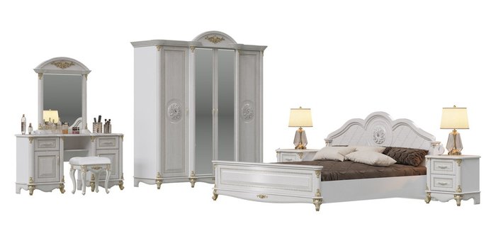 Спальня Да Винчи белого цвета - купить Спальные гарнитуры по цене 217558.0