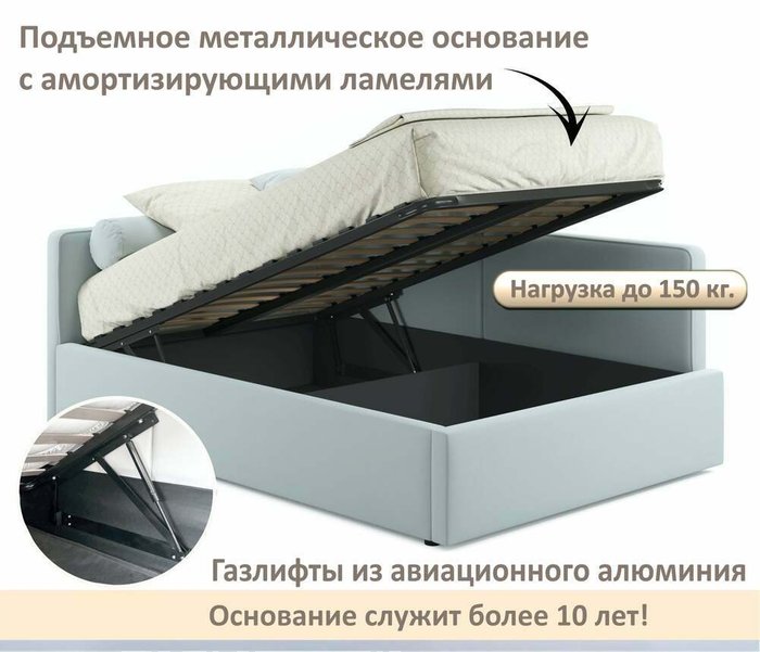 Кровать-тахта Kapri 120х200 мятного цвета c подъемным механизмом - лучшие Кровати для спальни в INMYROOM Кровать-тахта Kapri 120х200 мятного цвета c подъемным механизмом - лучшие Кровати для спальни в INMYROOM