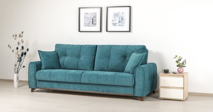Диван-кровать Плимут бирюзового цвета - купить Прямые диваны по цене 47270.0