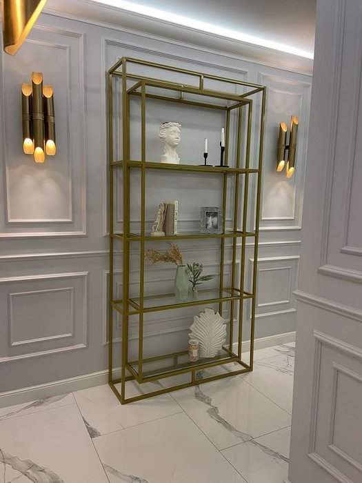 Стеллаж "Gustav" золото с зеркалом (2000х900х300) - купить Стеллажи по цене 47600