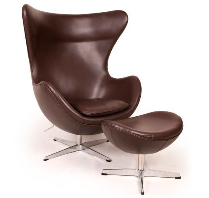 Кресло-яйцо Egg Chair с оттоманкой (кожа) - купить Интерьерные кресла по цене 72700.0