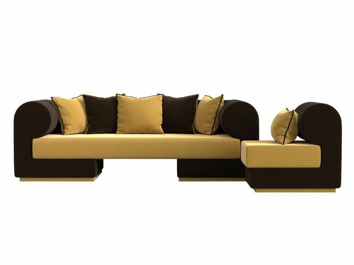 Набор мягкой мебели Кипр 2 желто-коричневого цвета - купить Комплекты мягкой мебели по цене 71998.0