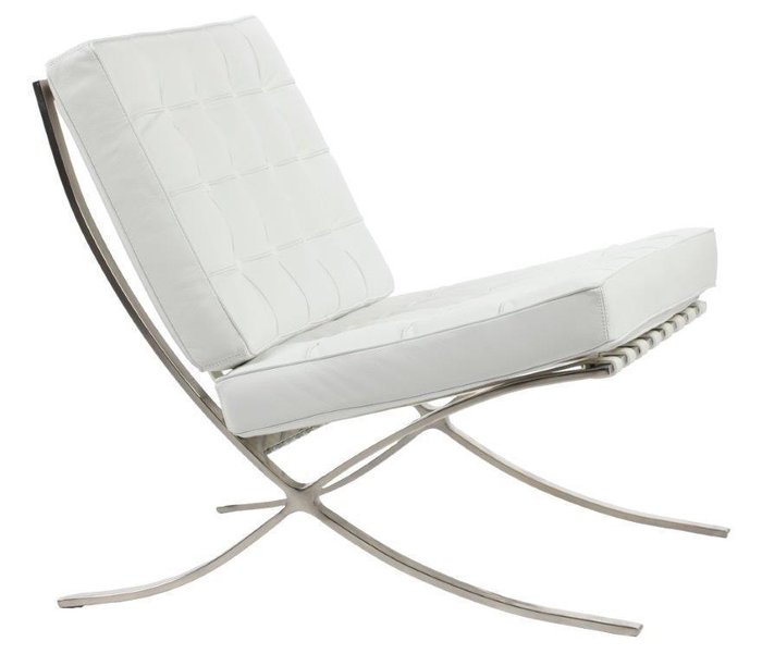 Кресло Barcelona Chair Белая Кожа  - купить Интерьерные кресла по цене 66300.0