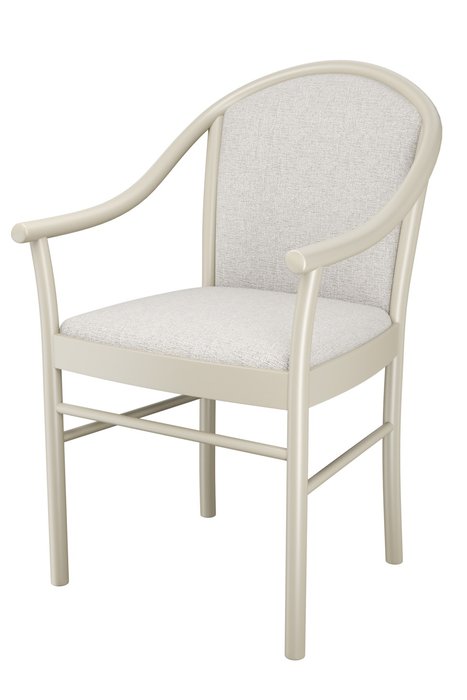 Стул-кресло деревянный Анна бело-серого цвета